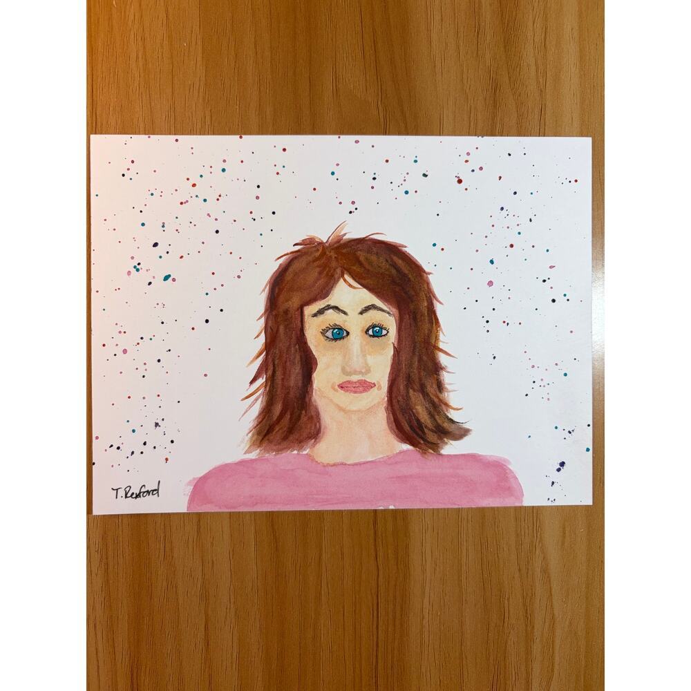Hand painted watercolor original painting Bed Head woman